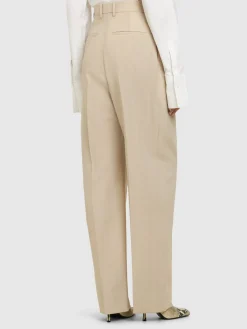 Pantaloni larghi sartoriali vita media in lana
