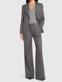 Pantaloni larghi sartoriali in cashmere