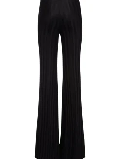Pantaloni svasati in viscosa spigata