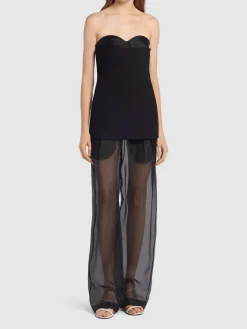 Pantaloni Trenton in organza di seta stretch