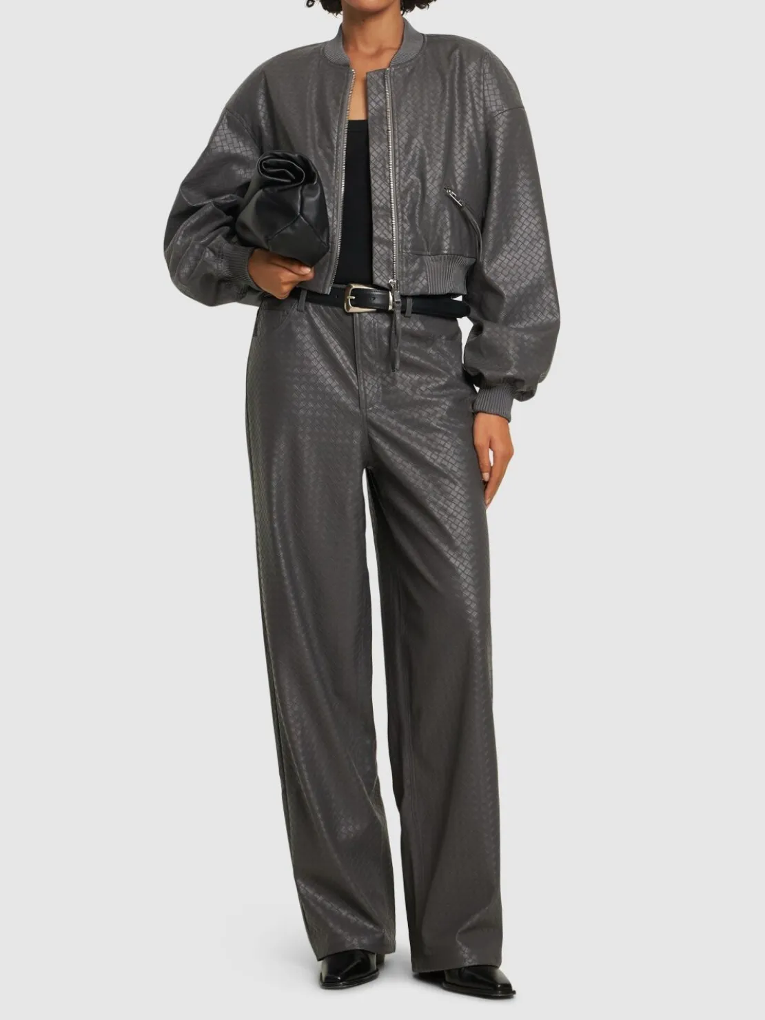 Pantaloni vita alta in techno con stampa