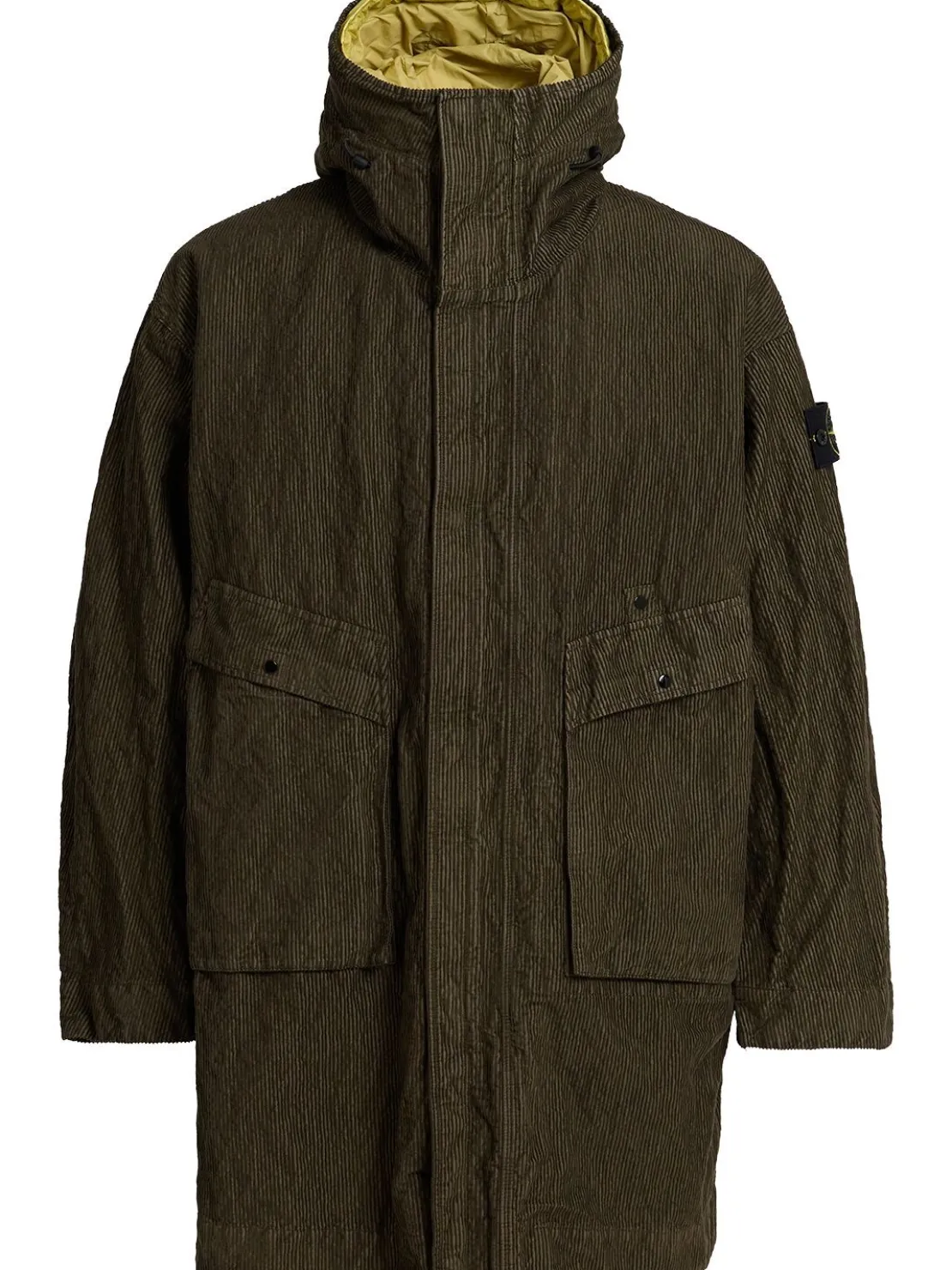 Parka lungo in misto cotone millerighe