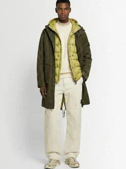 Parka lungo in misto cotone millerighe