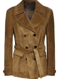 Peacoat doppiopetto in camoscio
