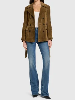 Peacoat doppiopetto in camoscio
