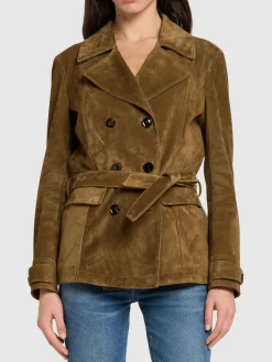 Peacoat doppiopetto in camoscio