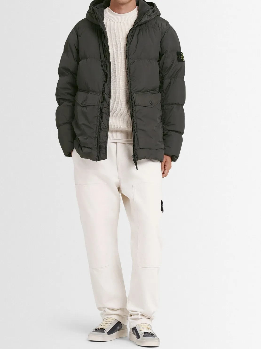 Piumino parka corto in nylon