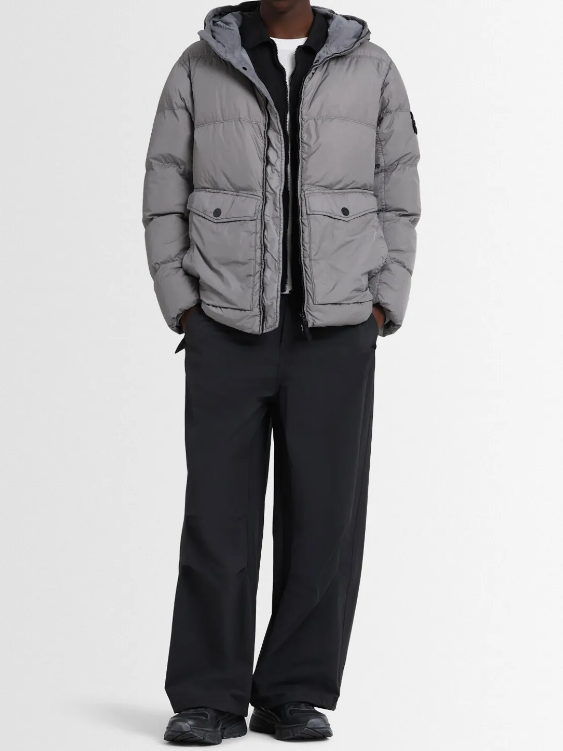Piumino parka corto in nylon