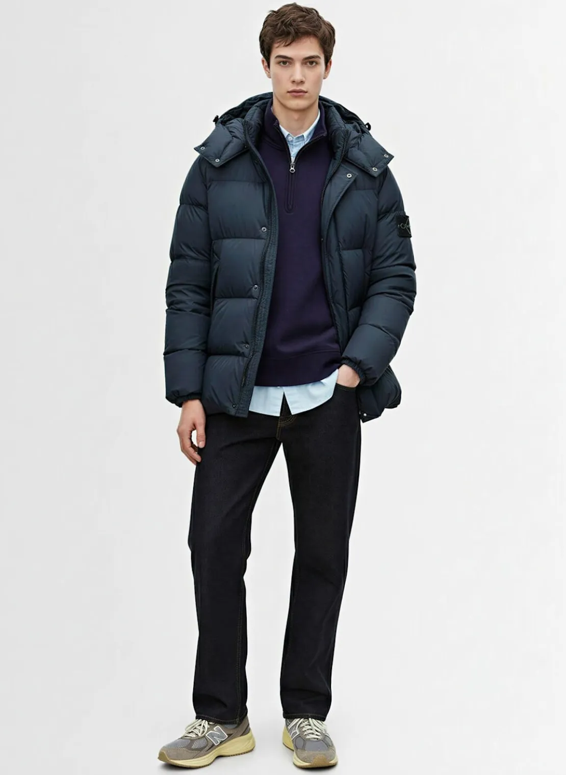 Piumino parka corto in nylon