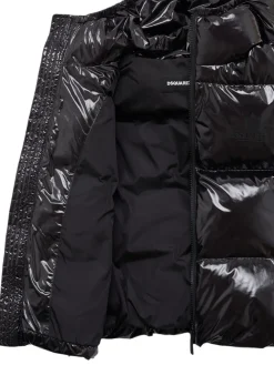 Piumino smanicato in nylon con cappuccio