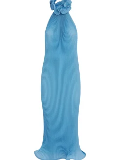 Pleated georgette long dress