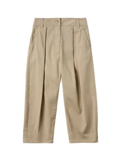 Pleated stretch cotton gabardine pants