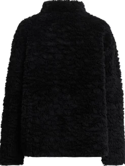 Plush zip-up mock neck jacket