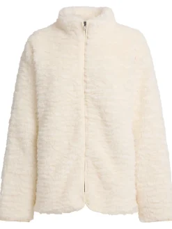 Plush zip-up mock neck jacket