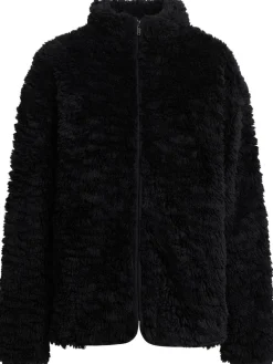 Plush zip-up mock neck jacket