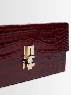 Pochette E/W in pelle stampa coccodrillo