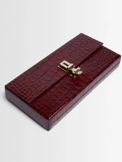 Pochette E/W in pelle stampa coccodrillo