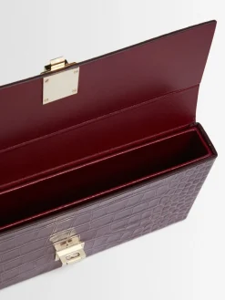Pochette E/W in pelle stampa coccodrillo