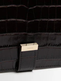 Pochette in pelle verniciata stampa coccodrillo