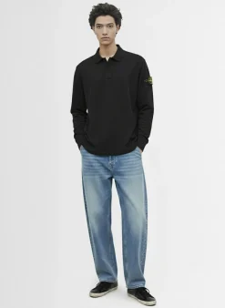 Polo a maniche lunghe in jersey di cotone pesante