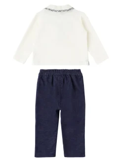 Polo in cotone piquet e pantaloni chino