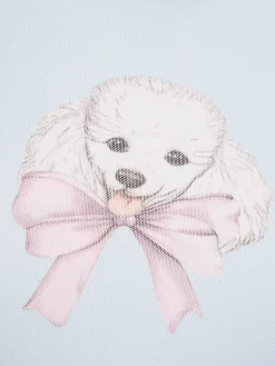 Poodle print long sleeve tulle top