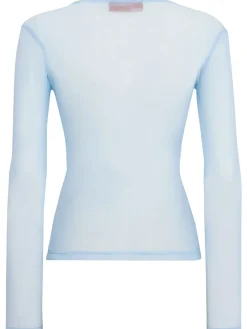 Poodle print long sleeve tulle top