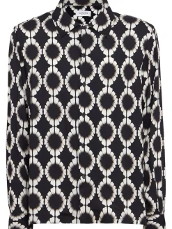 Printed boxy fit viscose shirt