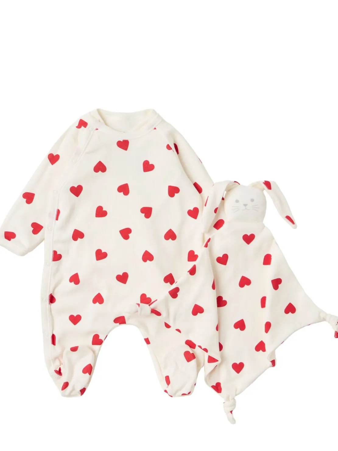 Printed cotton jersey romper & bodysuit