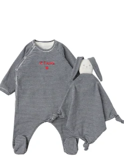 Printed cotton jersey romper & bodysuit