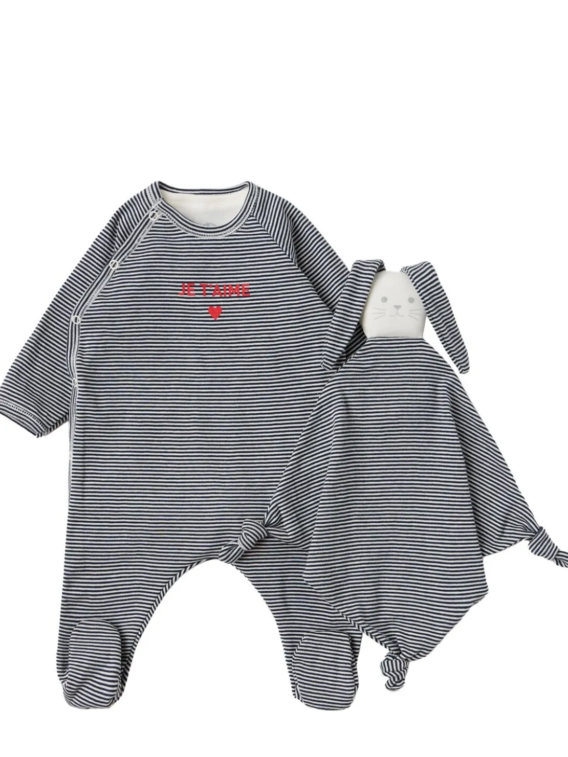 Printed cotton jersey romper & bodysuit