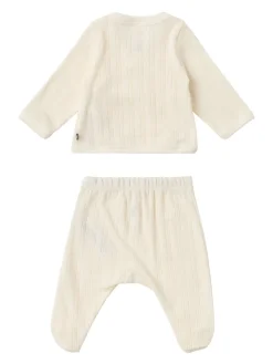 Printed cotton jersey top, pants and hat