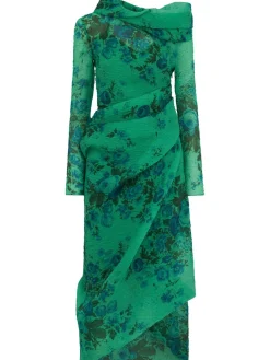 Printed organza midi dress
