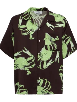 Printed viscose short sleeve shirt