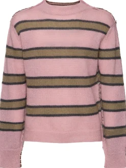 Pullover a righe con scollo rotondo
