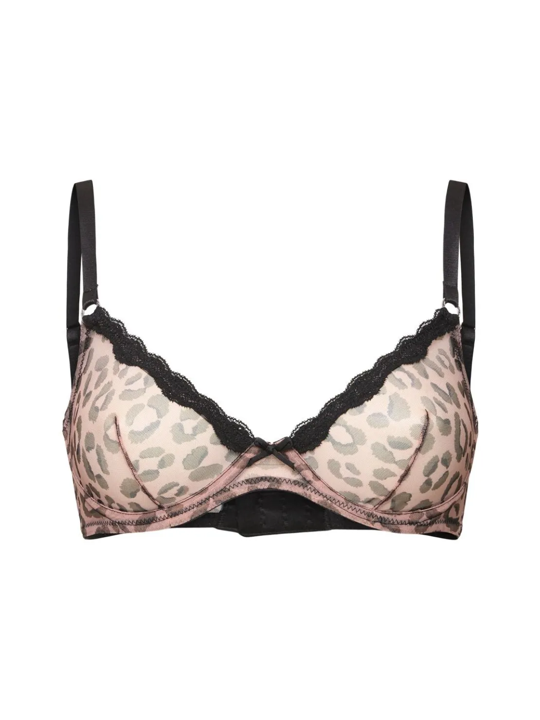 Reggiseno in tulle con stampa leopardata