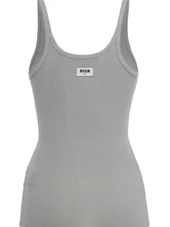 Ribbed stretch viscose tank top