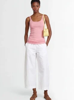 Ribbed stretch viscose tank top