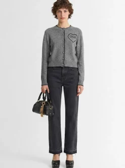 Rib knit cashmere & wool cardigan