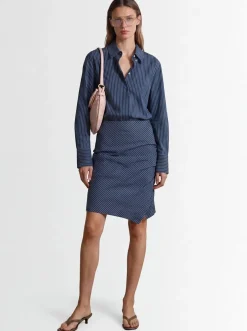Ruched cotton blend skirt
