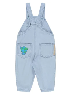 Salopette in denim di cotone stampato