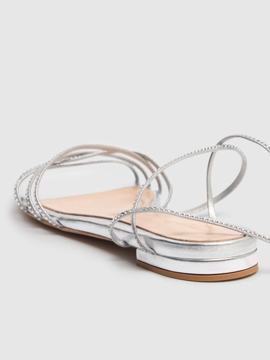 Sandali in pelle con cristalli 10mm