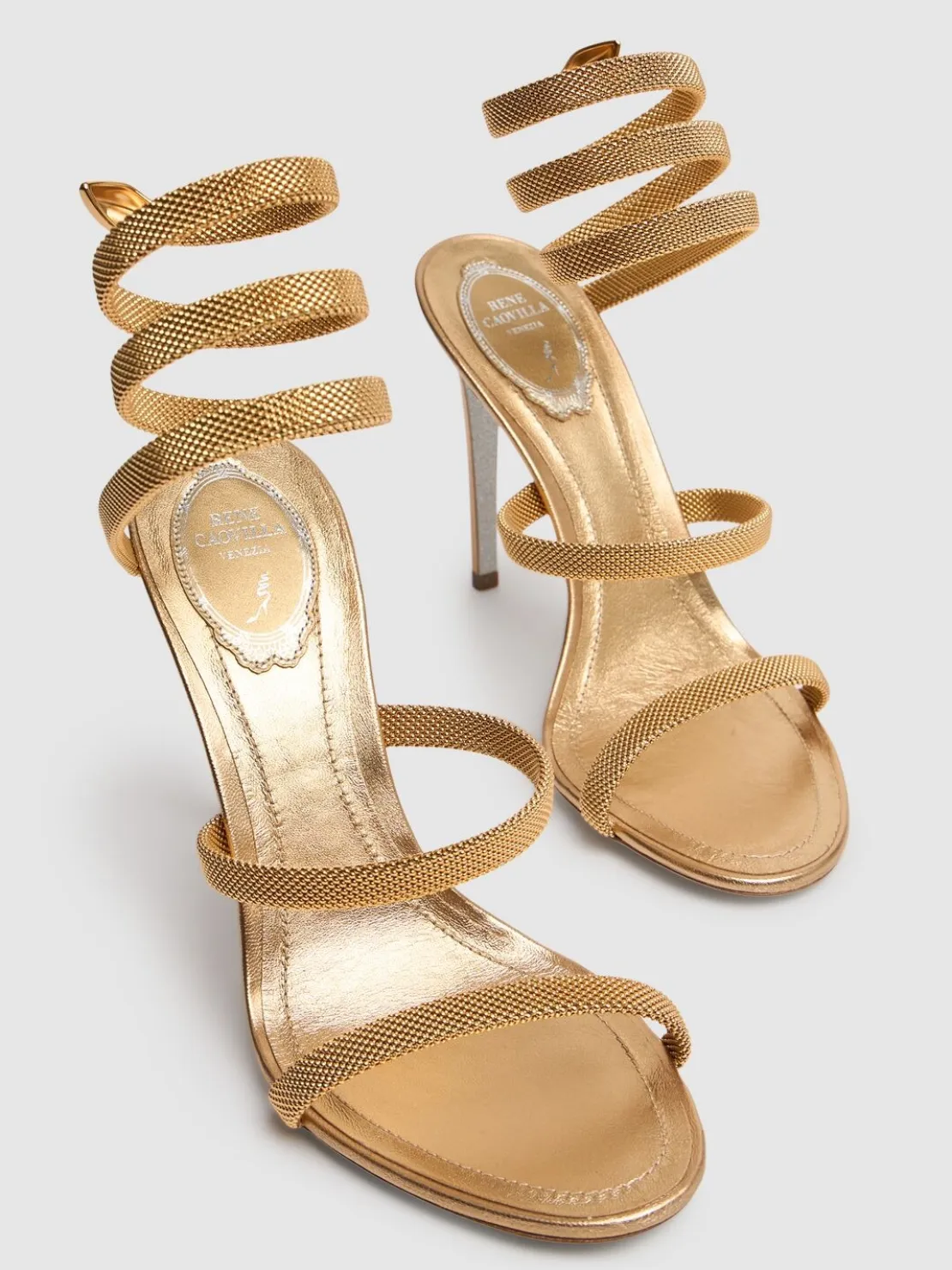 Sandali in pelle e metallo 105mm