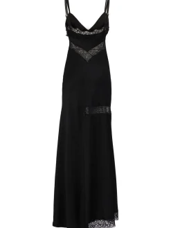 Satin long dress with lace