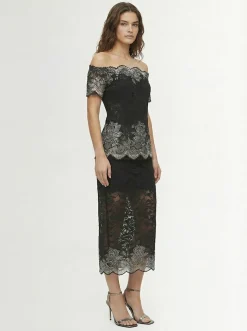 Scalloped midi skirt