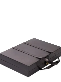 Set di Backgammon in pelle finitura nero laccato