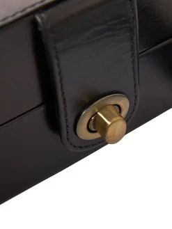 Set di Backgammon in pelle finitura nero laccato
