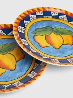 Set di 2 piatti da frutta Limoni Carretto