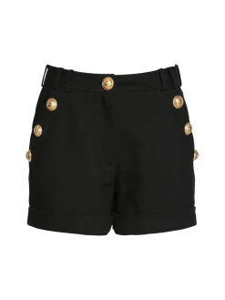 Shorts in cotone piqué con bottoni