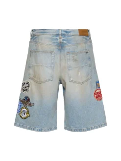 Shorts in denim con patch